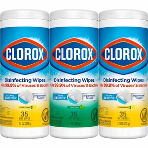 Clorox Disinfecting Wipes Value Pack, Bleach-Free Cleaning Wipes - Ready-To-Use Wipe - Fresh, Citrus Blend Scent - 35 / Canister - 15 / Carton - White