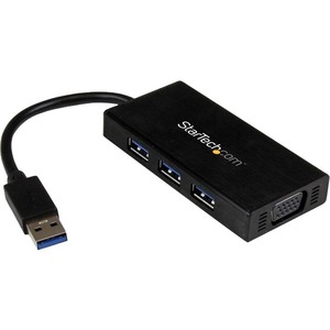 StarTech.com USB 3.0 to VGA External Multi Monitor Graphics Adapter with 3-Port USB Hub - VGA and USB 3.0 Mini Dock - 1920x1200 / 1080p - 1920 x 1200 - 1 x VGA - PC