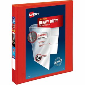Avery® Heavy-Duty View 3 Ring Binder, 1" One Touch EZD(R) Rings, 1 Red Binder (79170) - 1" Binder Capacity - Letter - 8 1/2" x 11" Sheet Size - 275 Sheet Capacity - 275 x 1" R