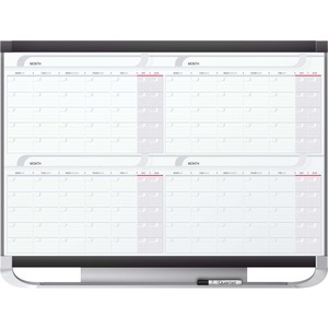 Quartet Prestige® 2 Magnetic Four Month Calendar Board - Monthly - 4 Month - White, Graphite - Steel - 24" Height x 36" Width