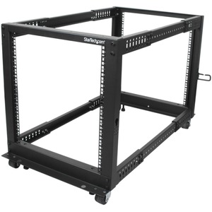 StarTech.com 12U Adjustable Depth Open Frame 4 Post Server Rack w/ Casters / Levelers and Cable Management Hooks - 544.31 kg x Static/Stationary Weight Capacity