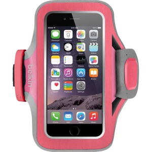 Belkin Slim-Fit Plus Carrying Case Armband for iPhone - Fuchsia - Neoprene, Fabric - Armband
