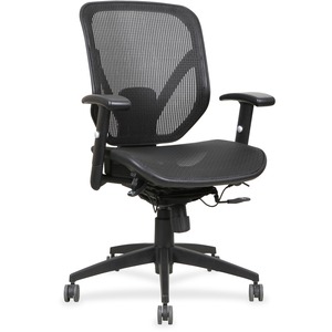 Lorell Executive Synchro Tilt Mesh Mid-back Office Chair - Black Seat Color - Black Back Color - Plastic Frame Material - 5-star Base - Black - 1 Each