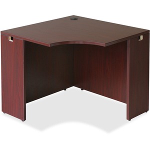 Lorell Essentials Series Mahogany Corner Desk - Laminated Rectangle, Mahogany Top - 35.38" Table Top Width x 35.38" Table Top Depth x 1" Table Top Thickness - 29.50" Height -