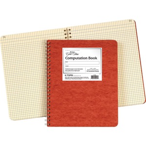 Ampad Retro Computation Notebook - 75 Sheets - Double Wire Spiral - 24 lb Basis Weight - 9 1/4" x 11 3/4" - Ivory Paper - RedPressboard Cover - Numbered, Heavy Duty Cover, Har