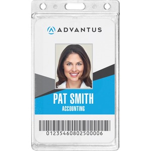 Advantus Frosted Vertical Rigid ID Holder - Support 2.13" x 3.38" Media - Vertical - Plastic - 25 / Box - Frosted