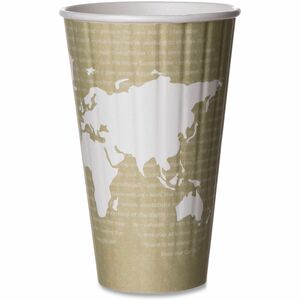 Eco-Products World Art Insulated Hot Cups - 16 fl oz - 600 / Carton - Tan - Hot Drink