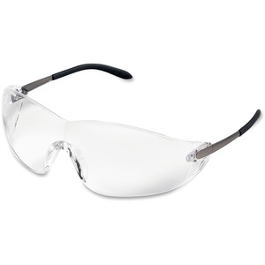 Crews BlackJack Metal Alloy Safety Glasses - Eye, Ultraviolet Protection - Clear Lens - Chrome Frame - Side Shield, Scratch Resistant, Non-slip, Wraparound Lens - 1 Each