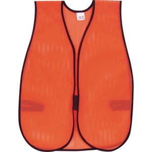 Crews General-purpose Safety Vest - Polyester - Orange - Elastic Strap, Hook & Loop, Comfortable, Washable, Lightweight - 1 Each