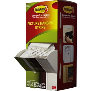 Command Picture Hanging Strips Trial Pack - 3 lb (1.36 kg) Capacity - 2.8" Length - for Pictures, Decoration, Art, Picture Hanging - White - 50 / Carton