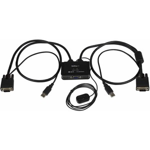 StarTech.com 2 Port USB VGA Cable KVM Switch - USB Powered with Remote Switch - 2 Computers - 1 Local Users