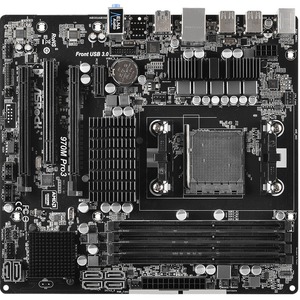 ASRock 970M Pro3 Desktop Motherboard - AMD 970 Chipset - Socket AM3plus - Micro ATX - 1 x Processor Support - 64 GB DDR3 SDRAM Maximum RAM - 2.40 GHz O.C. Memory Speed