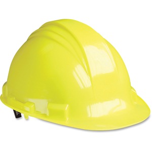 NORTH Yellow Peak A79 HDPE Hard Hat - Head, Chemical, Thread Abrasion, Impact, Welding Sparks Protection - Nylon, High-density Polyethylene (HDPE) - Yellow - Adjustable Suspen