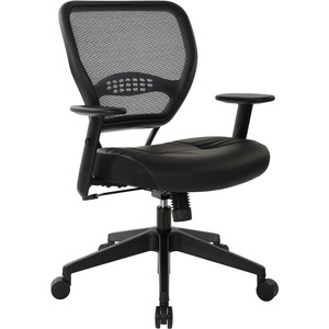 Office Star Professional Dark Air Grid Back Managers Chair - Leather Seat Material - 5-star Base - Black - 1 Each