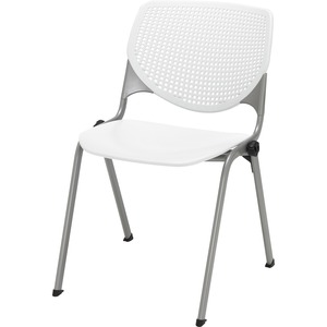 KFI "2300" Series Stack Chair - White Polypropylene Seat - White Polypropylene Back - Silver, Powder Coated Tubular Steel Frame - Four-legged Base - 1 Each