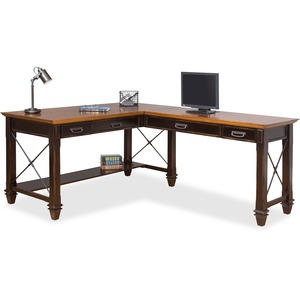 Martin Hartford Right Hand Facing Open L-Shaped Desk - 4-Drawer - 60" x 75.5"31" - 4 x Keyboard, Storage, Utility Drawer(s) - Material: Wood Veneer - Finish: Vintage Black - A