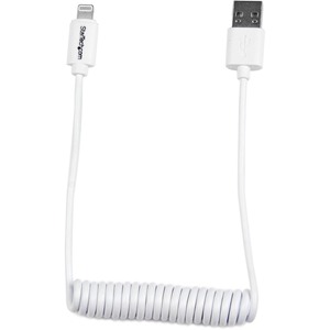 StarTech.com Lightning to USB Cable - Coiled - 0.6m 2ft - White - 1 x Lightning Male Proprietary Connector