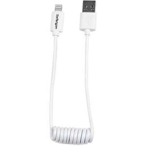 StarTech.com Lightning to USB Cable - Coiled - 0.3m 1ft - White - 1 x Type A Male USB