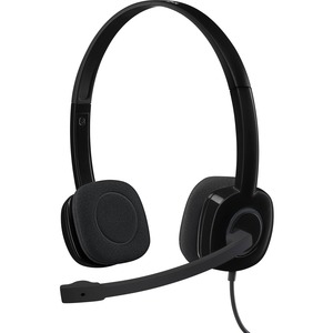 Logitech H151 Stereo Headset with Rotating Boom Mic (Black) - Stereo - 3.5MM AUDIO JACK CONNECTION - Wired - In-Line Control - 22 Ohm - 20 Hz - 20 kHz - Over-the-head - 5.9 ft