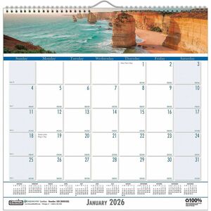 House of Doolittle Coastlines Monthly Wall Calendar - Julian Dates - Monthly - 12 Month - January 2026 to December 2026 - 1 Month Single Page Layout - 1.38" x 1.50" Block - Wi