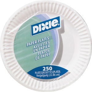 Dixie 9 Inch Uncoated Unprinted Paper Plates - - Paper Plate - Disposable - White - 250 / Pack