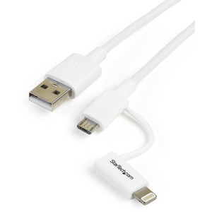 StarTech.com 1m 3ft Apple Lightning or Micro USB to USB Cable for iPhone / iPod / iPad - White