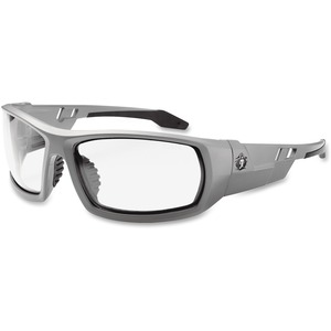 Ergodyne Clear Lens/Gray Frame Safety Glasses - Ultraviolet Protection - Clear Lens - Matte Gray Frame - Durable, Flexible, Non-slip, Scratch Resistant, Anti-fog, Perspiration