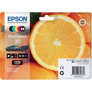 Epson Claria 33 Ink Cartridge - Yellow, Cyan, Magenta, Black, Photo Black - Inkjet - 5 / Blister Pack