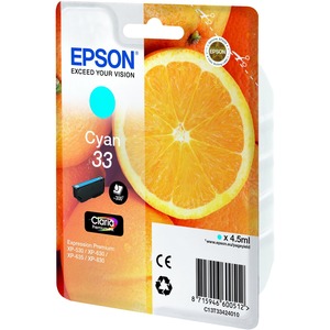 Epson Claria 33 Ink Cartridge - Cyan - Inkjet - 300 Page - 1 / Blister Pack - OEM