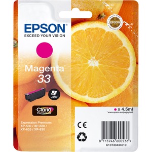 Epson Claria 33 Ink Cartridge - Magenta - Inkjet - 300 Page - 1 / Blister Pack