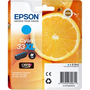 Epson Claria 33XL Ink Cartridge - Cyan - Inkjet - High Yield - 650 Page - 1 / Blister Pack