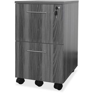 Mayline Gray Laminate File/File Mobile Pedestal File - 26.8" Height x 18" Width x 15.5" Depth - Total Drawer(s): 2 - Material: Steel - Finish: Gray Steel - Stain Resistant, Wa