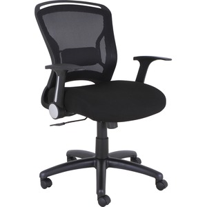 Lorell Flipper Arm Mid-back Office Chair - Fabric Seat - Mid Back - 5-star Base - Black - 1 Each