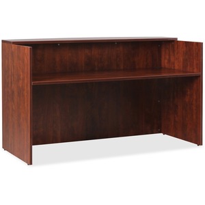 Lorell Essentials Series Cherry Reception Desk - 1" Top, 35.4" x 70.9" x 42.5"Desk - Material: Wood - Finish: Cherry Laminate