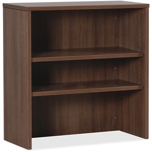 Lorell Essentials Walnut Laminate Stack-on Bookshelf - 36" x 15" x 36" - 2 Shelve(s) - Material: MFC, Polyvinyl Chloride (PVC) - Finish: Walnut, Laminate