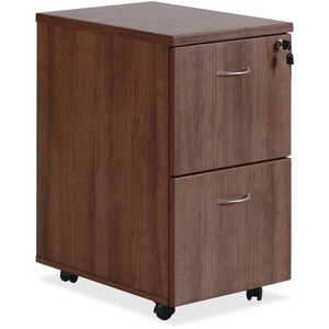 Lorell Essentials Series File/File Mobile File Cabinet - 15.8" x 22"28.4" Pedestal, 1.5" Caster - 2 x File Drawer(s) - Finish: Laminate, Walnut - Mobility, Built-in Hangrail,