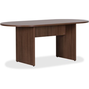 Lorell Essentials Oval Conference Table - 1.3" Table Top, 0" Edge, 70.9" x 35.4"29.5" Table - Finish: Walnut Laminate - Adjustable Foot Glide