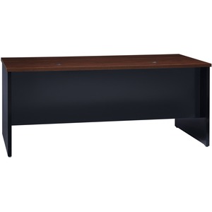 Lorell Fortress Modular Series Desk - 72" Width x 36" Depth, x 1.1" Thickness Top - 2 x Box, File Drawer(s) - Single Pedestal on Left Side - Material: Steel - Finish: Walnut L