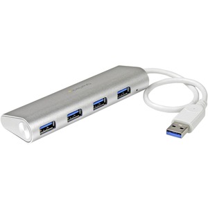 StarTech.com 4 Port Portable USB 3.0 Hub with Built-in Cable - Aluminum and Compact USB Hub - 4 Total USB Ports - 4 USB 3.0 Ports
