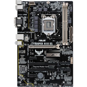 Asus TROOPER H110 D3 Desktop Motherboard - Intel H110 Chipset - Socket H4 LGA-1151 - ATX - 1 x Processor Support - 32 GB DDR3 SDRAM Maximum RAM - 1.33 GHz Memory Spe