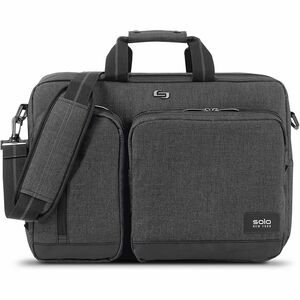 Solo Urban Carrying Case (Briefcase) for 15.6" Notebook - Gray, Black - Damage Resistant - Polyester Body - Handle, Shoulder Strap, Backpack Strap - 12.5" Height x 17" Width x