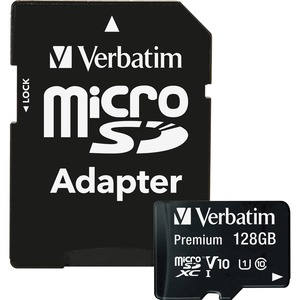 Verbatim 128GB Premium microSDXC Memory Card with Adapter, UHS-I Class 10 - Class 10/UHS-I (U1) - 80 MB/s Read1 Pack
