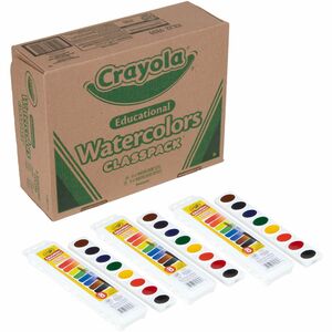 Crayola 8-Color Educational Watercolors Classpack - 36 / Box - Red, Yellow, Green, Blue, Brown, Purple, Black, Orange