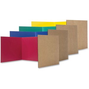 Flipside Color Tri-fold Study Carrel - 48" Width x 12" Height48" Length - Corrugated - Red, Blue, Green, Yellow - 24 / Pack