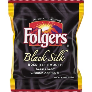 Folgers® Black Silk Coffee Fraction Pack Ground - Regular - Black Silk - Dark/Bold/Smooth - 1.4 oz - 42 / Carton