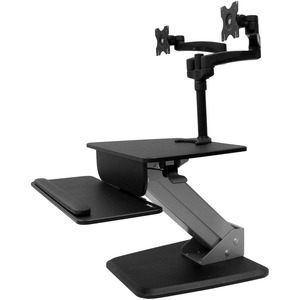 StarTech.com Dual Monitor Sit-to-stand Workstation - Up to 24" Screen Support - 38.36 lb Load Capacity - 6.30" Height x 26.80" Width - Desktop, Tabletop - Plastic, Steel - Bla