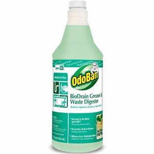 OdoBan BioDrain Grease/Waste Digester - Ready-To-Use - 32 fl oz (1 quart) - 12 / Carton - Disinfectant, Water Resistant, Caustic-free, Solvent-free, Odor Neutralizer, Antibact