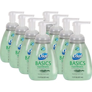 Dial Professional Basics HypoAllergenic Foaming Hand Soap - Honeysuckle ScentFor - 7.5 fl oz (221.8 mL) - Pump Bottle Dispenser - Hand, Skin - Green - 8 / Carton