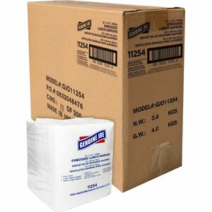 Genuine Joe Lunch Napkins - 1 Ply - Quarter-fold - 13" Width x 11.25" Length - White - 400/Pack - 6 / Carton