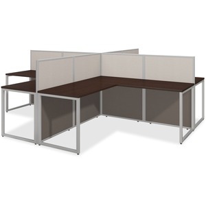 Bush Business Furniture Easy Office 60W 4 Person L Desk Open Office - Thermofused Laminate (TFL) L-shaped Top - 119.09" Table Top Width x 119.09" Table Top Depth x 1" Table To